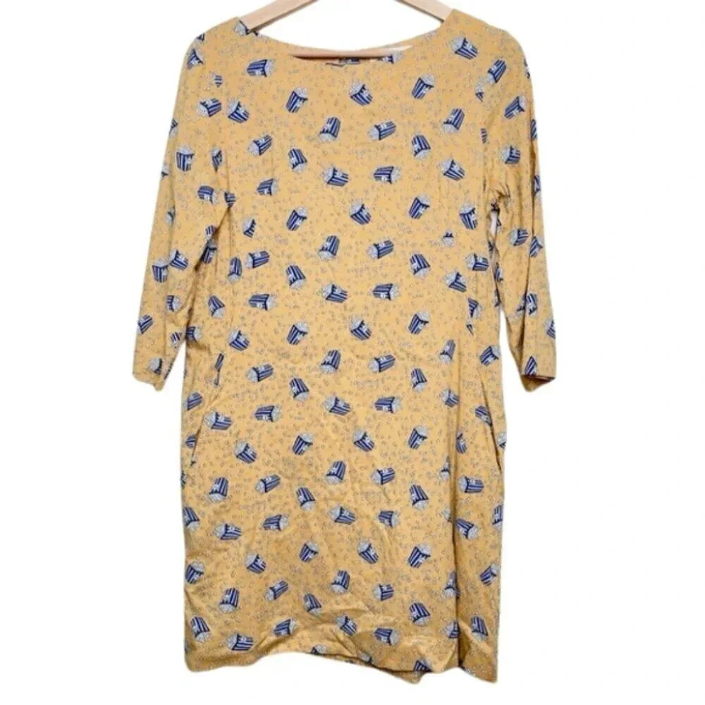 Modcloth Size M Emily And Fin Popcorn Printover Three Quarter Sleeve Shift Dress